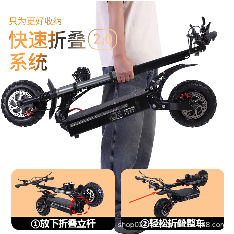 Long Range Adult Electric Scooter 11 Inch High Power Dual Drive