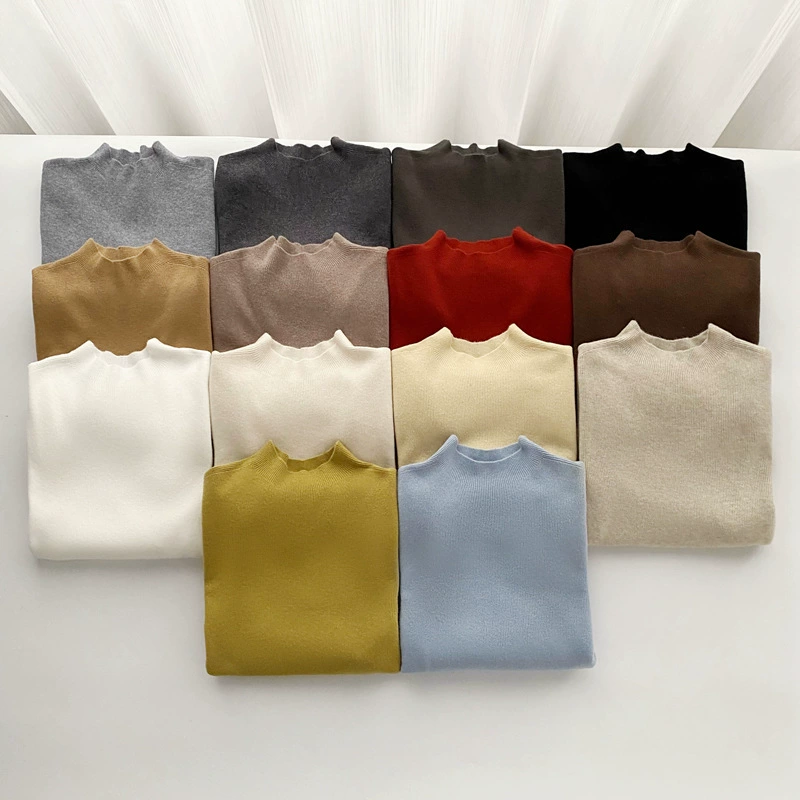 Осенне-зимняя новая бесшовная интегрированная приталенная рубашка с мягким, приятным для кожи шерстяным вырезом и маленьким средним воротником 31885