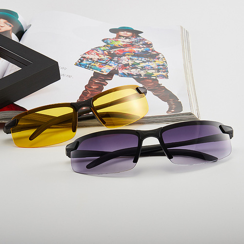 3043 sunglasses PC lens half-frame glasses simple cycling mirror day and night driving and fishing night vision sunglasses