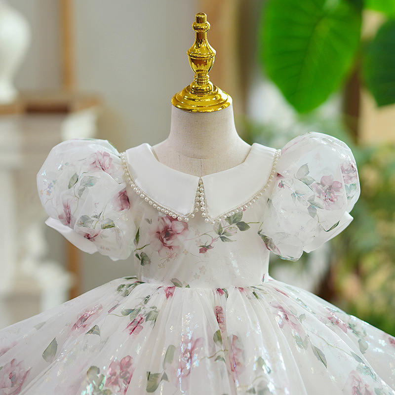 Girls' First Birthday Dress Little Girl Princess Dress Flower Girl Dress Children's Host Wedding Dress Catwalk Piano Performance Costume_voghion.com