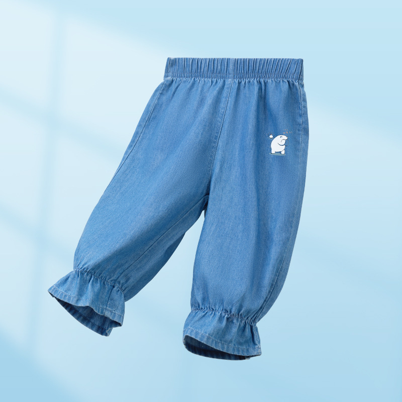 Pantalones para bebés primavera / otoño / verano para niños algodón abierto para niñas pantalones de verano delgados para niños jeans para bebés image 11