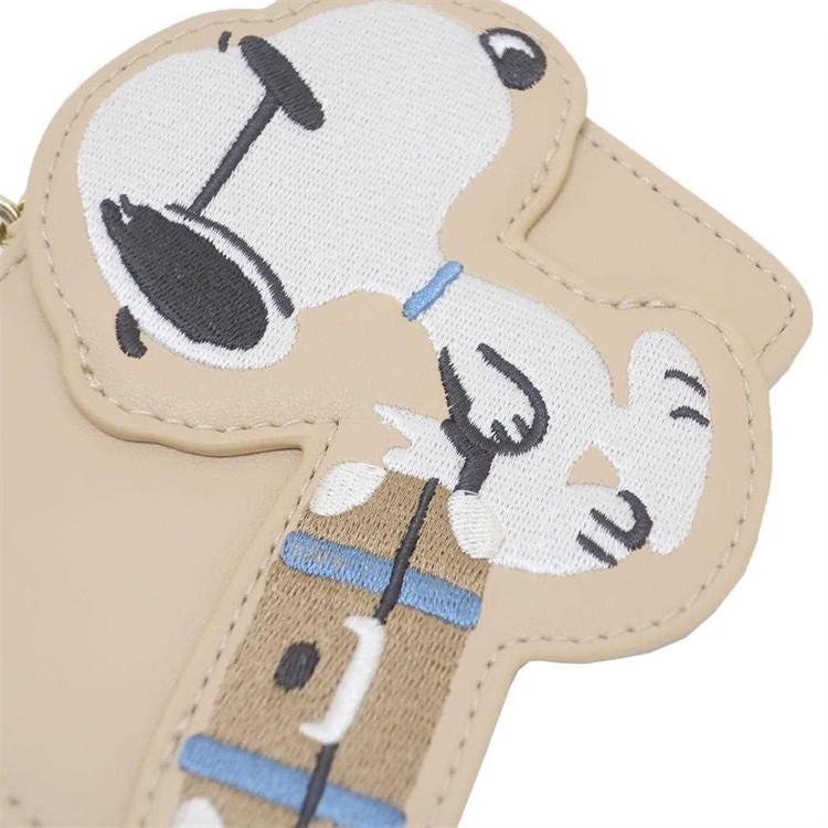 Cuero de imitación japonés Snoopy linda caricatura telescópica cuerda de transporte tarjeta de control de acceso tarjeta de tarjeta de comida portátil para estudiantes