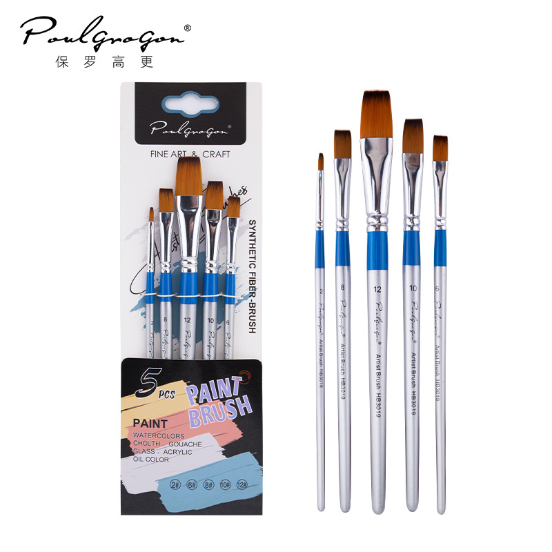 Transfronterizo 6 conjuntos de pinceles de madera de nylon pinturas de arte pinturas de tinta de agua mezcladas pinceles de aceite de acrílico