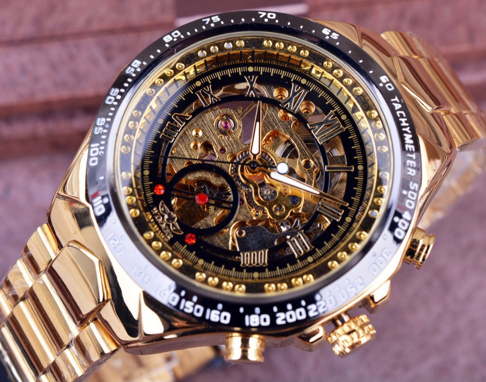 T-winner Men's Skeleton Automatic Mechanical Watch With Steel Band_voghion.com