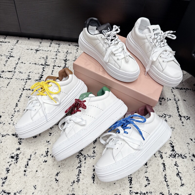 Authentic Miao brand new British style color-blocked lace-up white sneakers, casual flat thick-soled sneakers for women Authentic Miao brand new British style color-blocked lace-up white sneakers, casual flat thick-soled sneakers for women