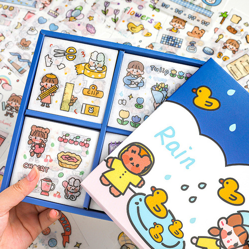 100 small fresh handbook stickers set cute cartoon ins style girly heart material tools handbook decoration small