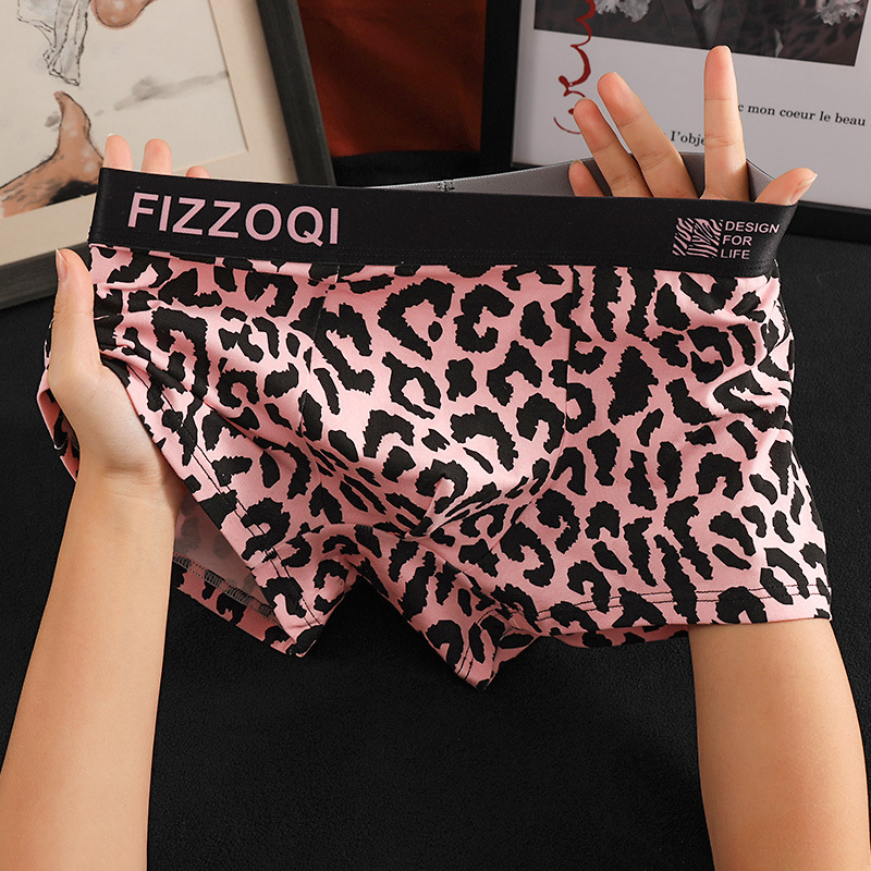 New Arrival Wild Men's Underwear Men's Pure Cotton Breathable Skin-Friendly Boxers Personalized Trendy Leopard Print Boxer Shorts