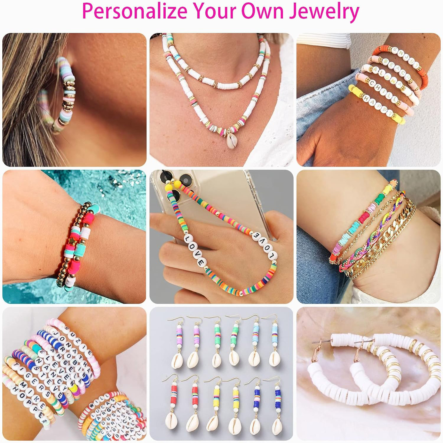 Cuentas DIY transfronterizas 28 cuadrícula caja de color sólido barniz de cerámica suave DIY pulsera collar conjunto de accesorios de joyería