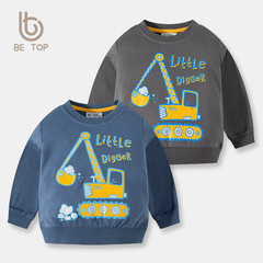 Children's new autumn unisex crew neck sweatshirt pure cotton baby cartoon excavator hoodie wholesale one piece drop shipping