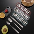 304不锈钢餐具套装学生户外旅行便携勺子叉子筷子三件套广告礼品