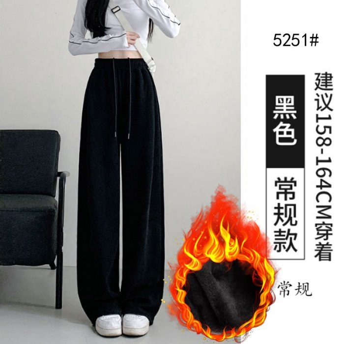 白灰色阔腿束脚裤女2025新款秋季流行风格小个子高腰宽松直筒卫裤|undefined