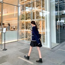 欧阳娜娜水钻方扣马丁靴女唐嫣同款小码短靴女平底切尔西靴