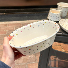 星シリーズの新型サラダ碗の果物碗のデザートの碗の高い顔の価値の陶磁器の大きい碗の浴槽の碗のきれいな碗