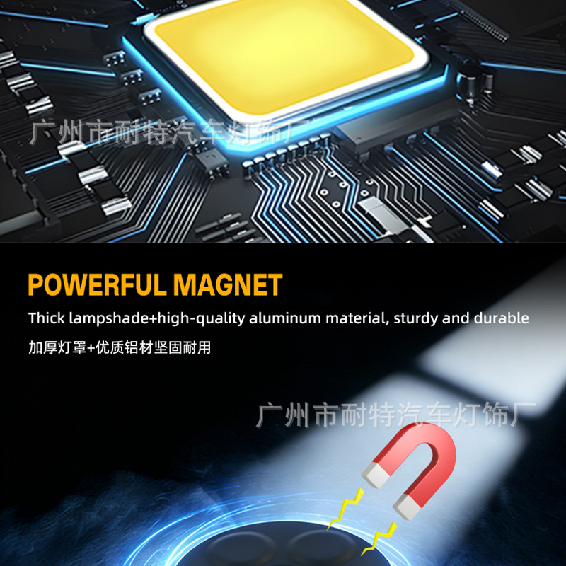 Cross-Border New Model Trailer Truck Tail Light Led Brake Signal Warning Light with Magnet Red and Yellow Dual-Color Tail Light