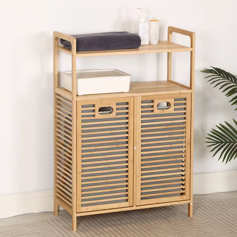Ready-Made Household Multi-Functional Cupboard Double-Layer Storage Rack Bamboo Bathroom Washing Machine Clothing Classification Storage Locker