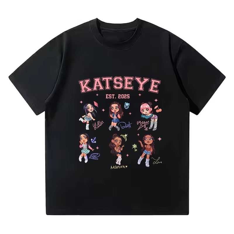 【Cross-border European size】2026 Hot Katseye Interesting Print T-shirt for Women and Men Casual Pattern T-shirt