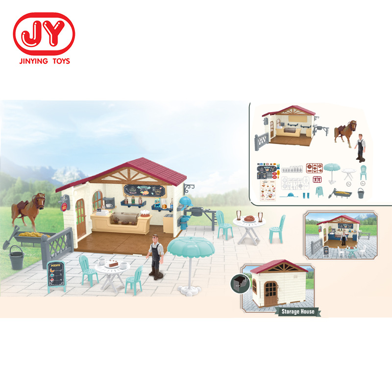 Simulación modelo de caballo para niños Coffee House modelado bandeja de arena escritorio cafetería pequeña escena decoración juguete
