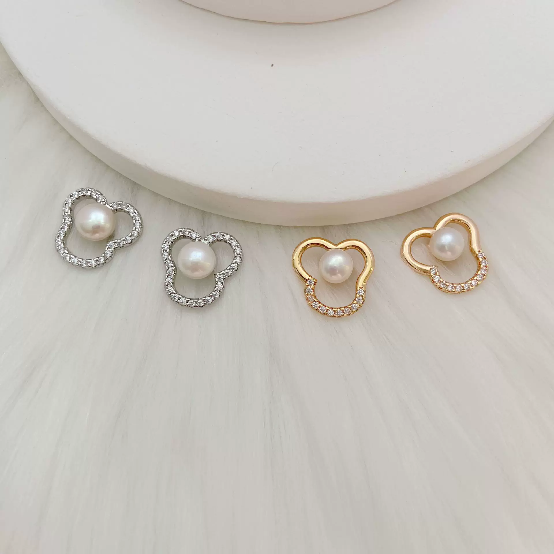 新款时尚镶嵌水钻珍珠不规则小众设计耳钉气质通勤轻奢个性耳饰