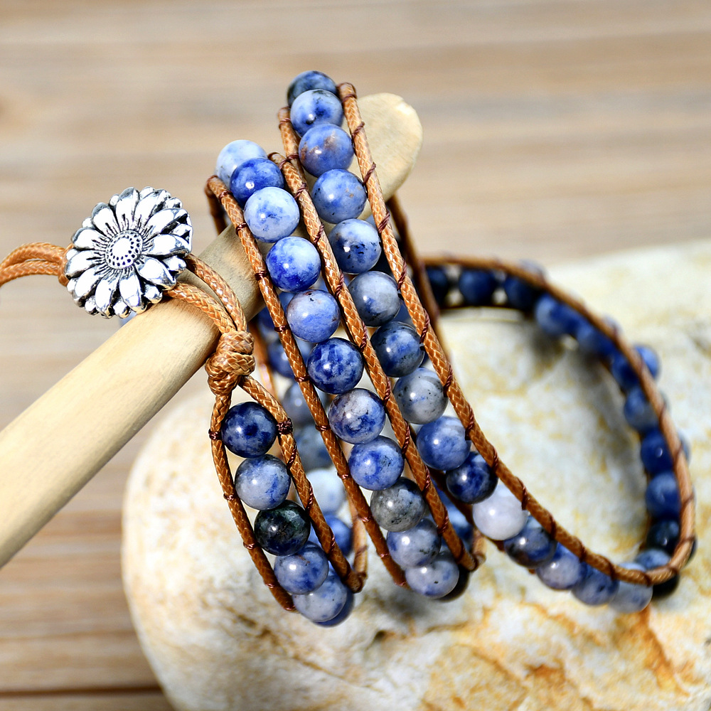 Casual Retro Geometric Alloy Natural Stone Wax Rope Unisex Bracelets display picture 9