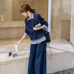 【1.3万人】高级感假两件牛仔套装2025新款女开春韩系穿搭小个子