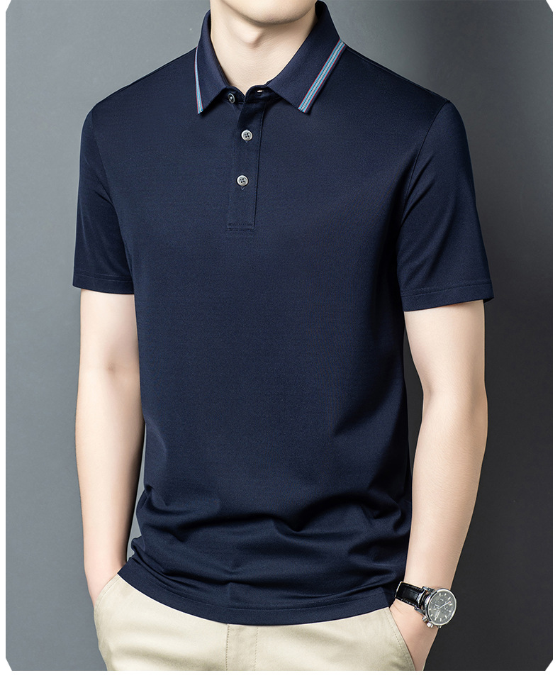 Áo polo nam tay ngắn lụa Mulberry mỏng nhẹ cổ bẻ mùa hè — Tây Tạng W - 88 chi tiết 8