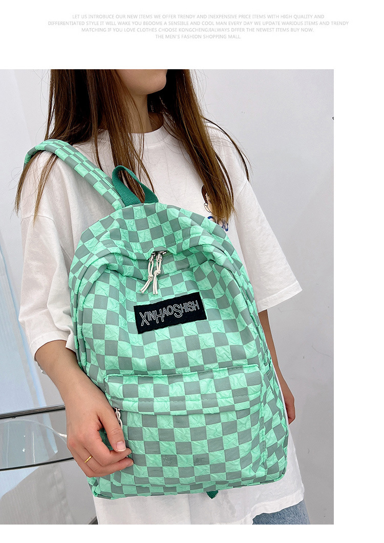 Korean ins artistic trend checkerboard checkered backpack, Japanese Harajuku style fresh and clean high school and junior high school student bag undefined