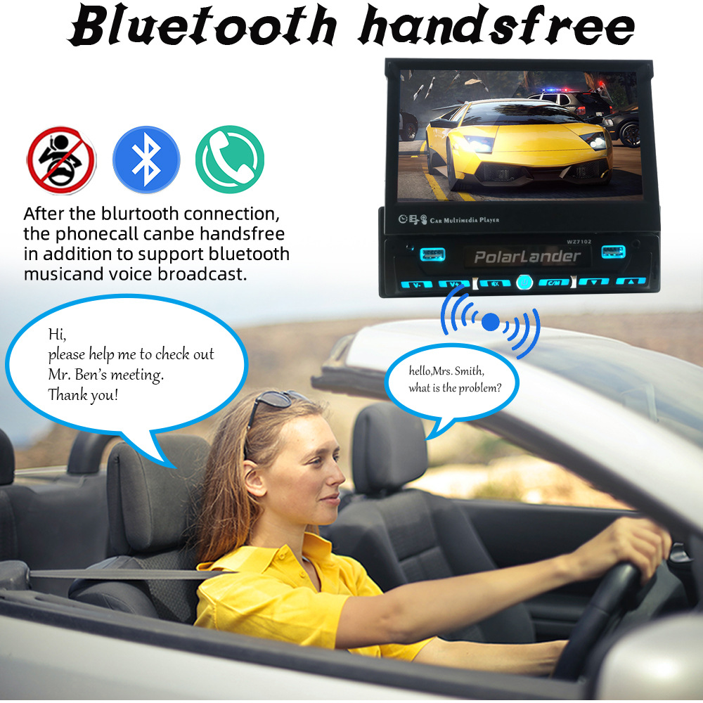 7inch Single-Cylinder Manual Retractable Screen Car Bluetooth Mp4 Player Fm Radio Reversing Priority 12V Dropshipping