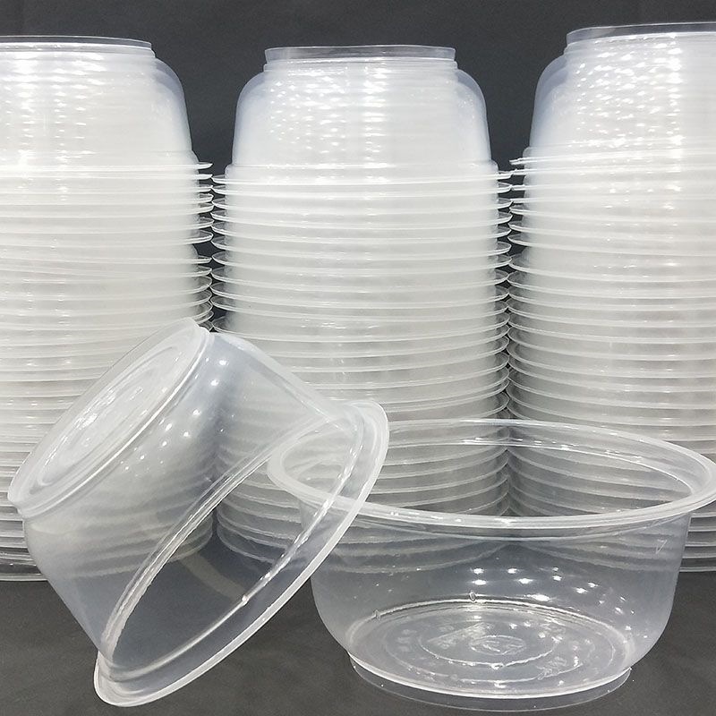 Disposable plastic bowls and chopsticks, thickened takeout lunch boxes, fast food boxes with lids, square and round soup bowls wholesale
