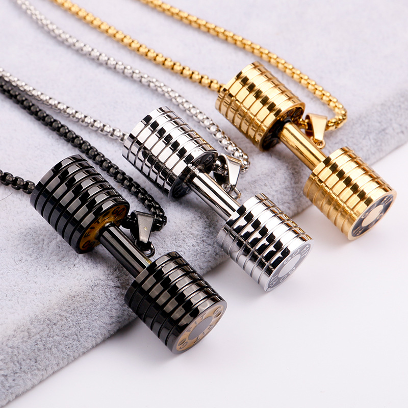 Vacuum Plating Gold Plating Process 304 Stainless Steel Vacuum Plating Real Gold Plated Barbell Pendants Jewelry Accessories