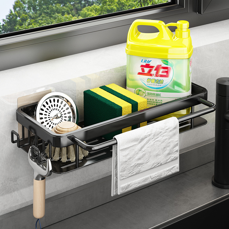 Various kitchen artifacts rag rack wall-mounted punch-free drain basket sink sink storage dishcloth storage