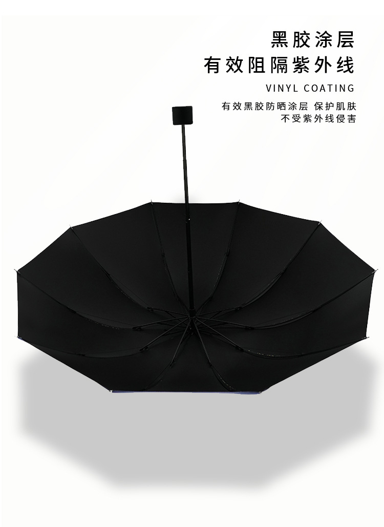 雨伞大量批发自动水果伞防晒晴雨两用遮阳三折黑胶太阳伞广告logo详情7