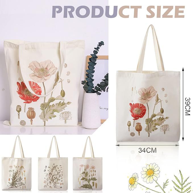 Bolso de lona impreso de comercio exterior transfronterizo de Amazon Bolso de hombro floral Bolso de compras portátil Bolso de lona personalizado