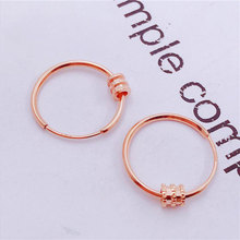 星芙奥俄罗斯585紫金圆圈小蛮腰简约百搭气质彩金镀玫瑰金耳饰品