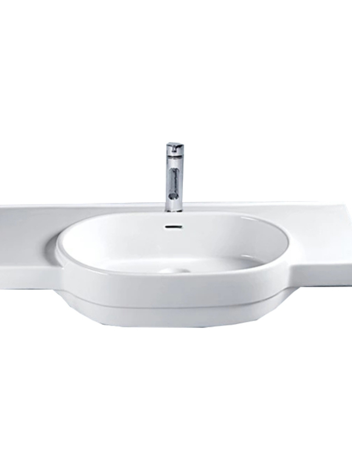Ceramic Large Basin Integrated Laundry Sink Semi-Embedded Countertop Basin for Washing Face and Hands, Countertop Basin Bathroom Cabinet Basin