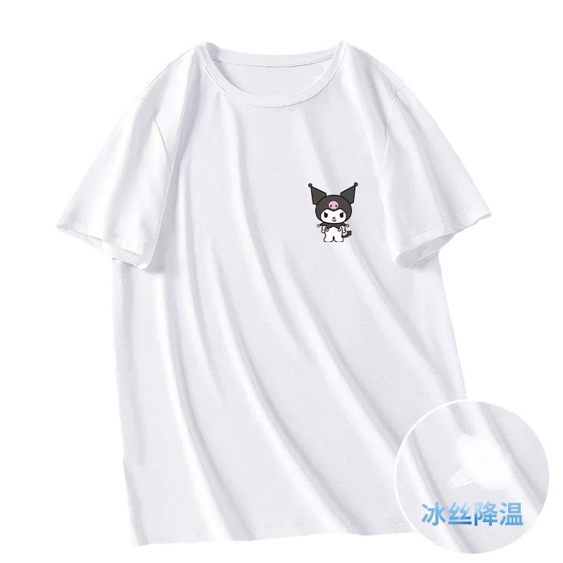 Ice silk T-shirt women's summer loose thin versatile sweat-absorbent round neck sun protection breathable quick-drying T-shirt top short sleeve