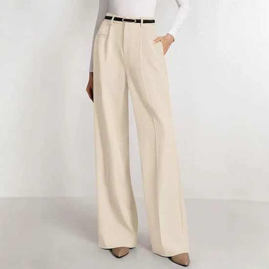2026 New Korean Style Women's Fashion High-End Versatile Straight Pants with Buckle Decoration and Waist Belt, In-Stock Wholesale