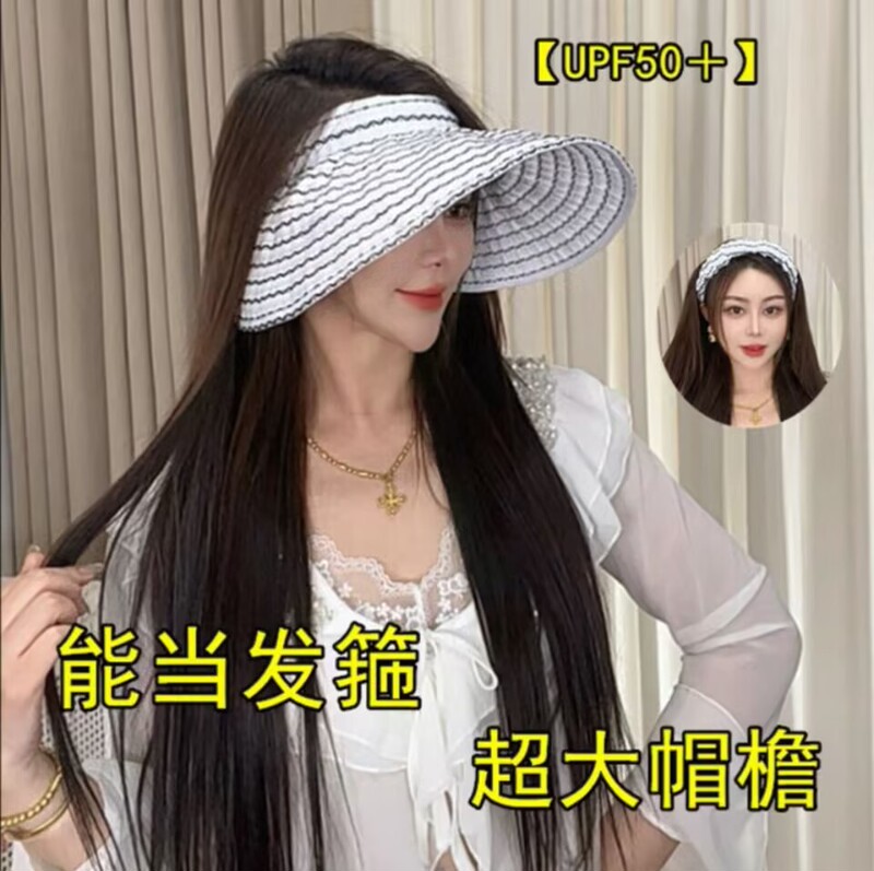 夏の女性用帽子は、韓国風の空のヘッドバンドサンハット布帽子多用途サンハット日焼け防止新しいスタイルを折りたたんで使用できます。|undefined