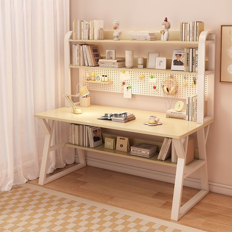 Computer Desk Hole Desk Bookshelf Integrated Home Student Desktop Study Table Writing Combination Table Office Desk