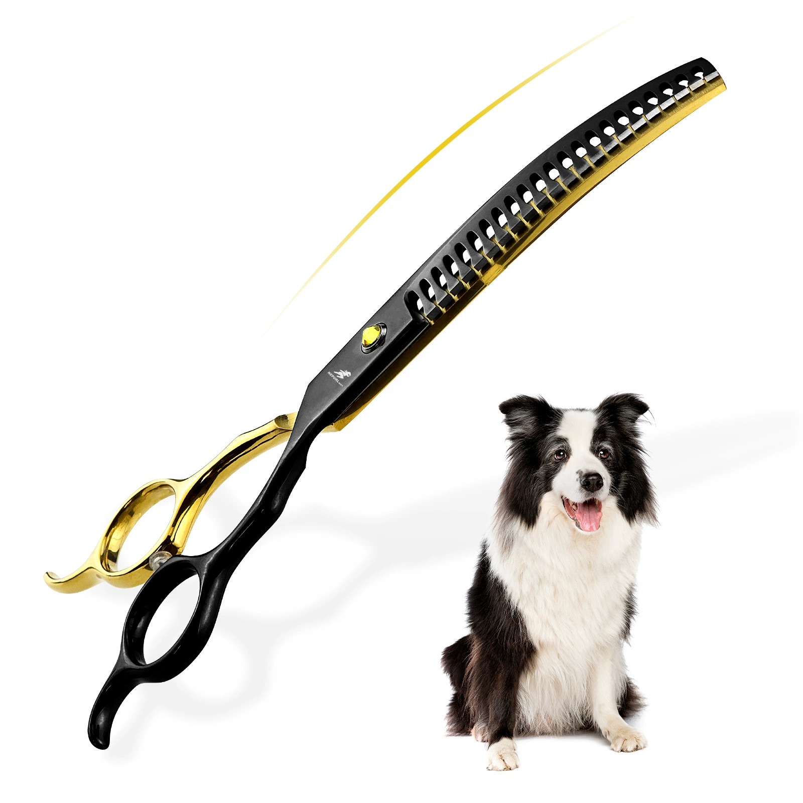 6,5-дюймовый черный золотой питомец изогнутый зубной ножницы