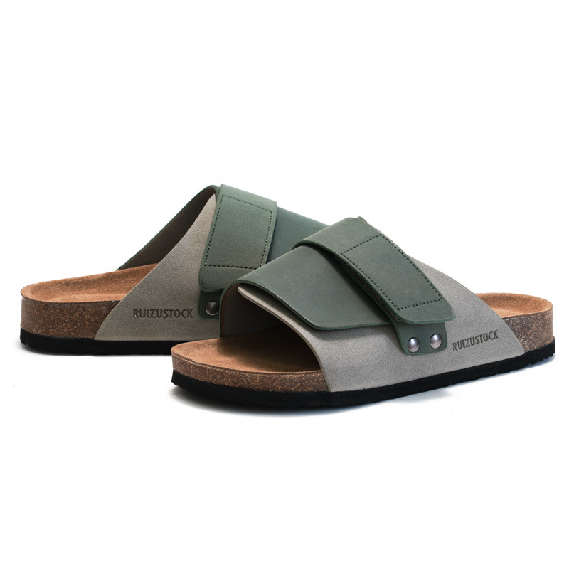 RUIZUSTOCK Ciabatte estive autunnali da uomo Sandali da spiaggia per studenti in pelle scamosciata con sughero_voghion.com