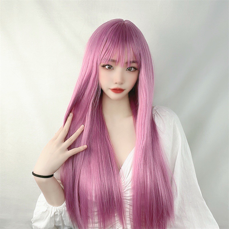 Women's Fashion Street High Temperature Wire Bangs Long Straight Hair Wigs display picture 1