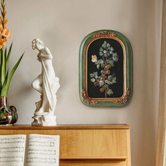 中古小眾古典復古懷舊裝飾畫法式植物花卉拱形框美式掛畫