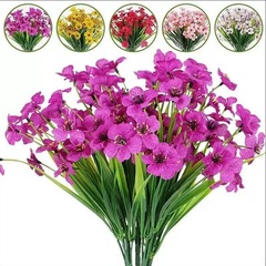 クロスボーダー Amazon 造花 5 ヘッド春草バイオレット人工緑植物ホーム屋外装飾永遠の花