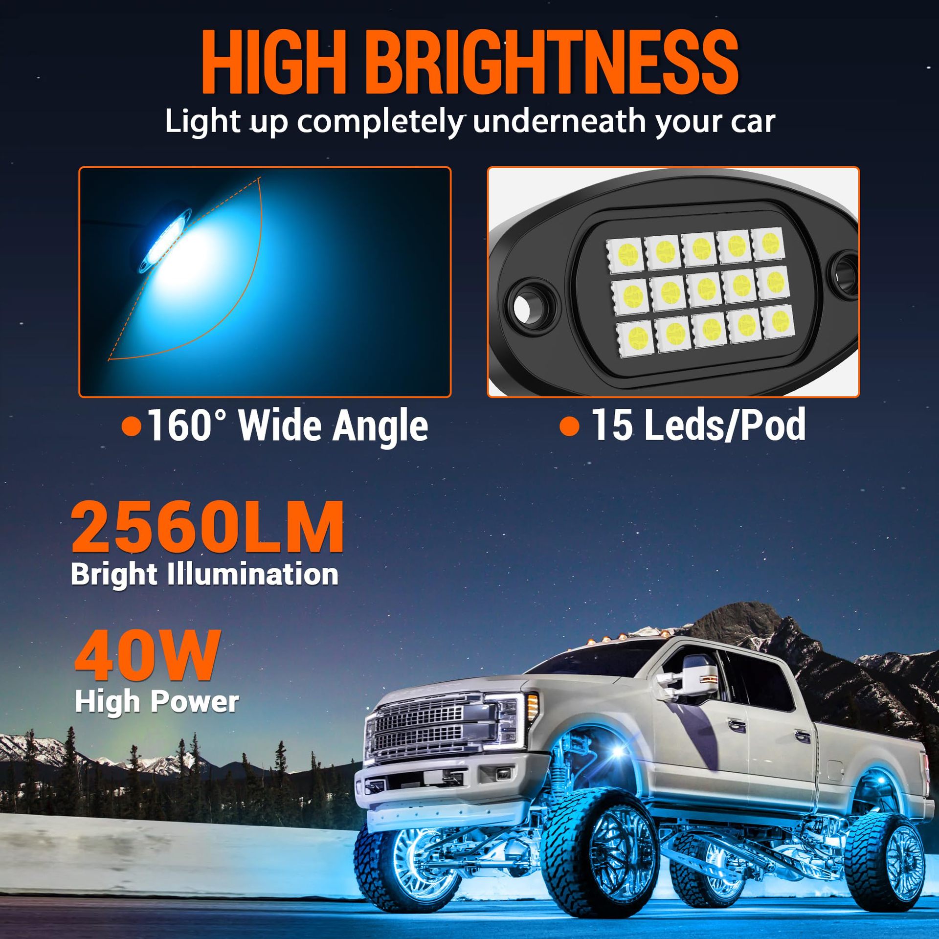 Cross-border hot car RGB chassis light off-road vehicle bottom music rhythm light LED colorful APP remote control atmosphere light