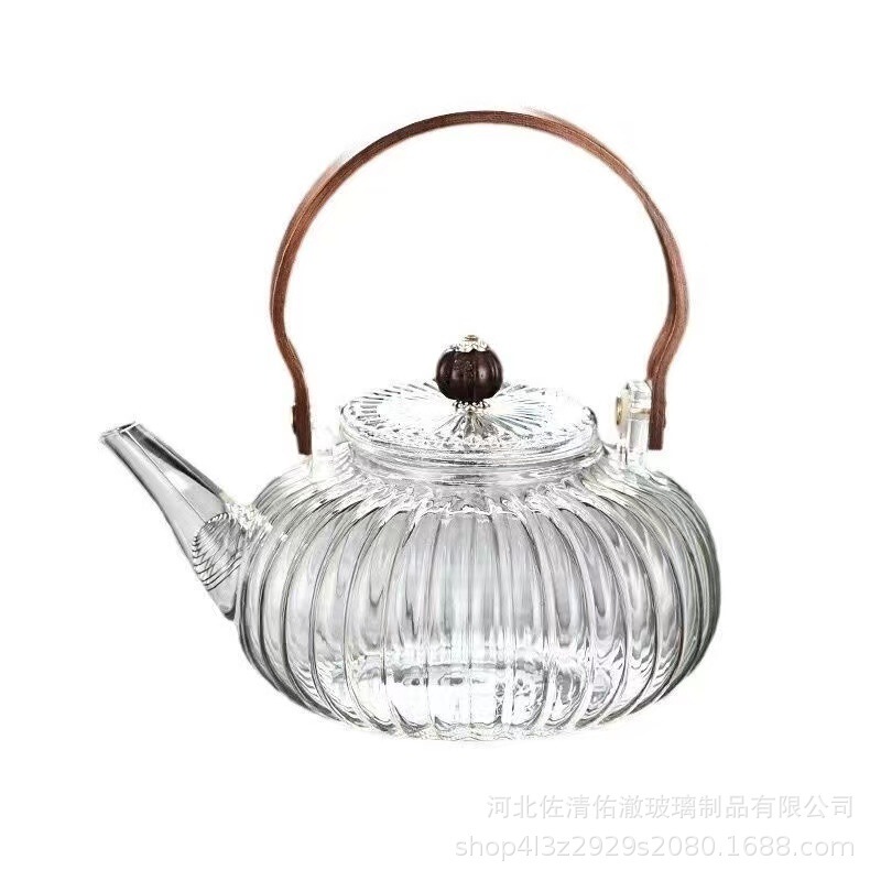 围炉煮茶壶透明玻璃电陶炉加热煮茶壶家用高硼硅提梁花草国潮风|undefined