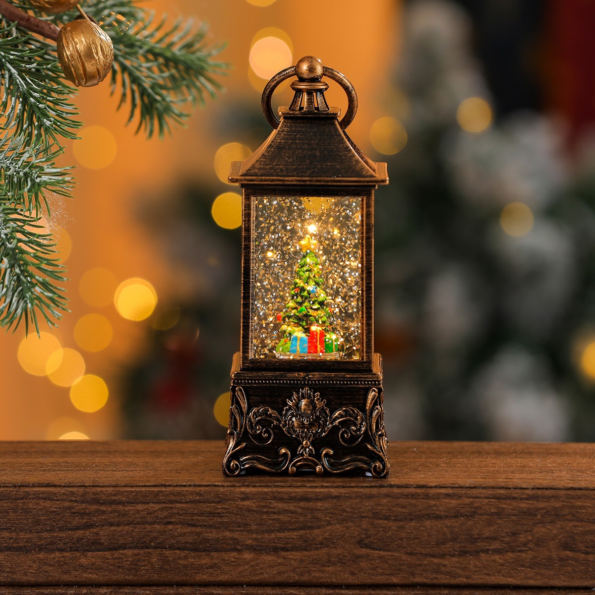 Nueva música de Navidad nieve inyección de agua TV lámpara de noche lámpara de aceite lámpara de caballo decoración de regalos image 26