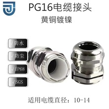 廠家直供黃銅轉接頭PG16金屬黃銅鍍鎳電纜接頭黃銅固定格蘭頭