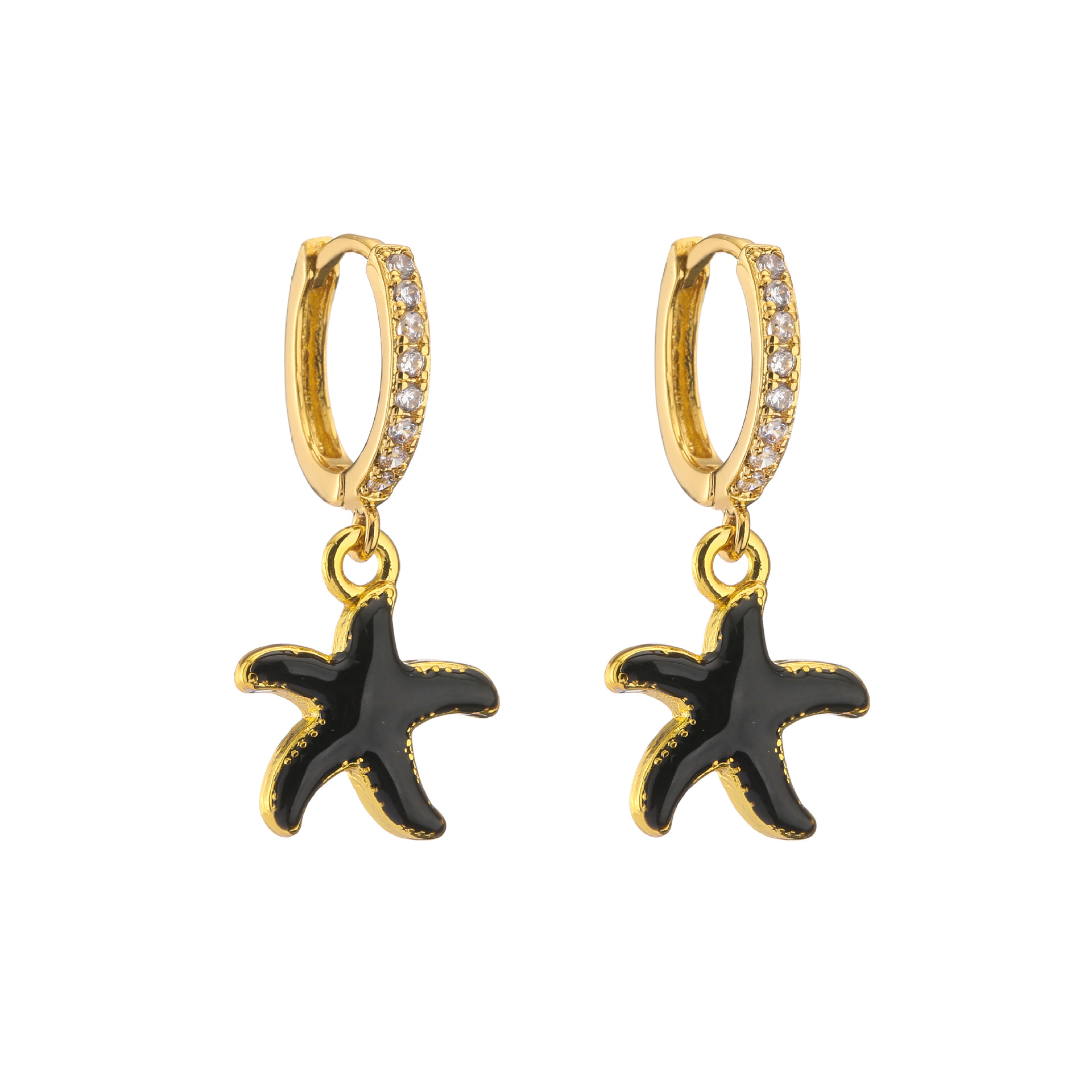 Retro Micro-inlaid Zircon Oil Drop Color Heart Starfish Lightning Earrings display picture 24