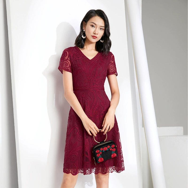 Шэньчжэнь Лето свадебное платье с коротким рукавом платье новый европейский и американский плюс Размер среднего возраста и старая женщина мать-в-законе оптом