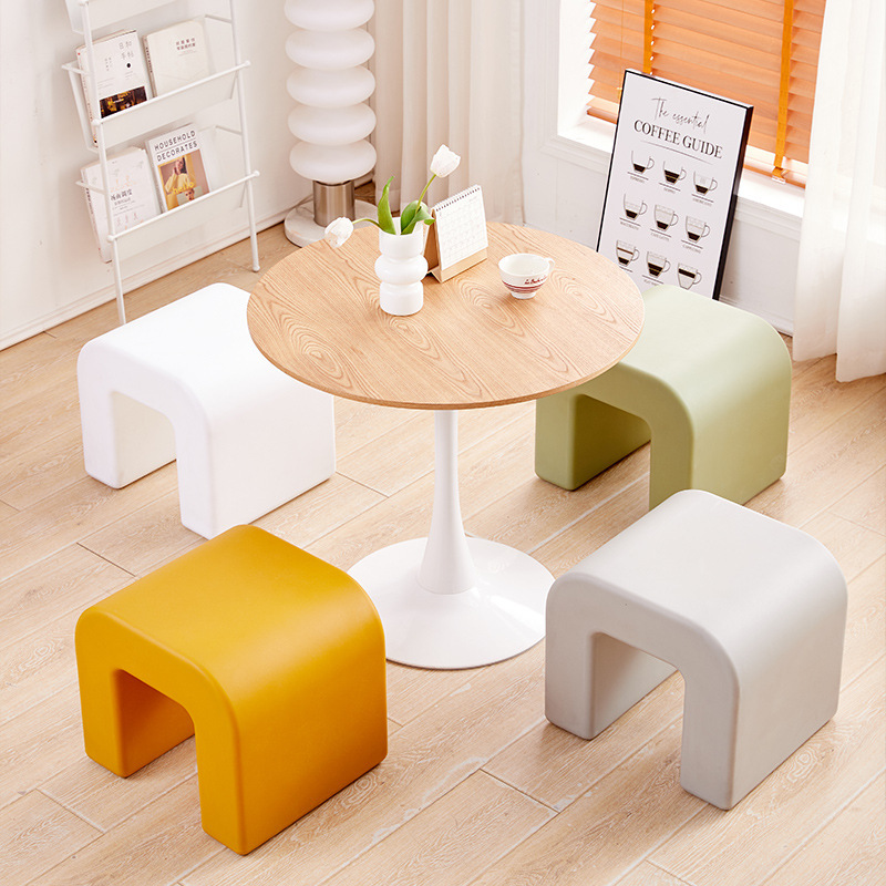 Designer Creative Simple Low Stool Single Apartment Bedroom Living Room Home Leisure Stool PEHigh-Looking Stool
